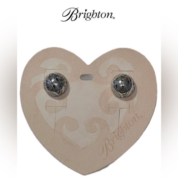 Brighton Silver-tone Kismet Wood Style Stud Women’s Pierced Rounded Earrings NWT - Picture 2 of 4